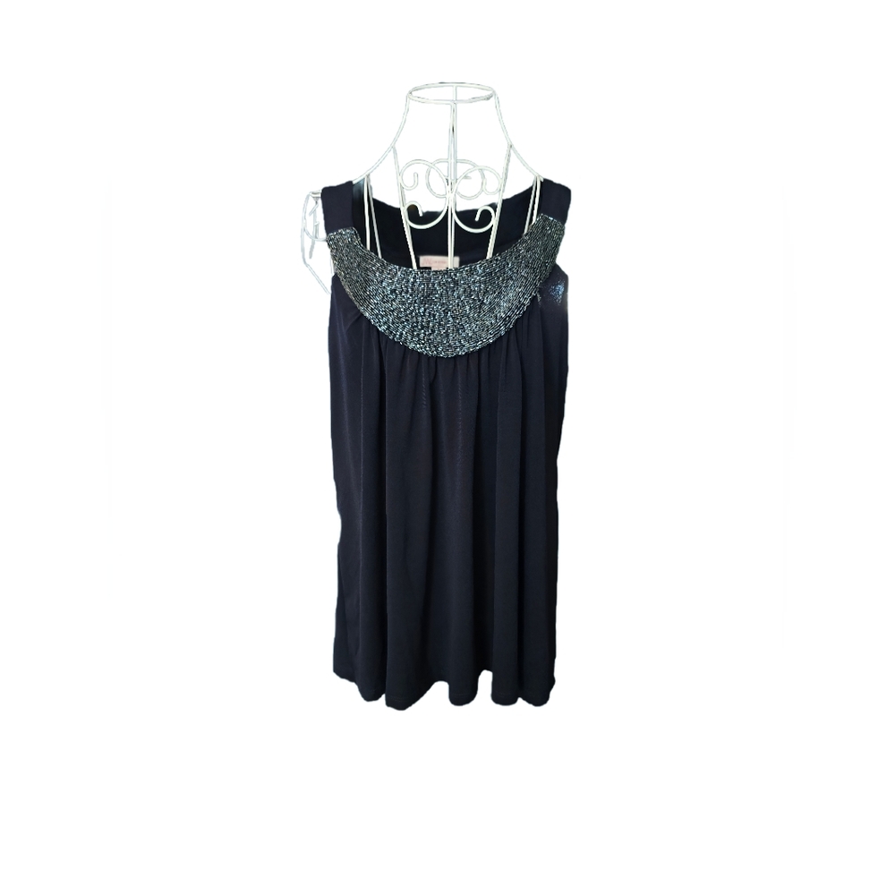 Chic Blue Sleeveless Blouse with Sequin Accent
